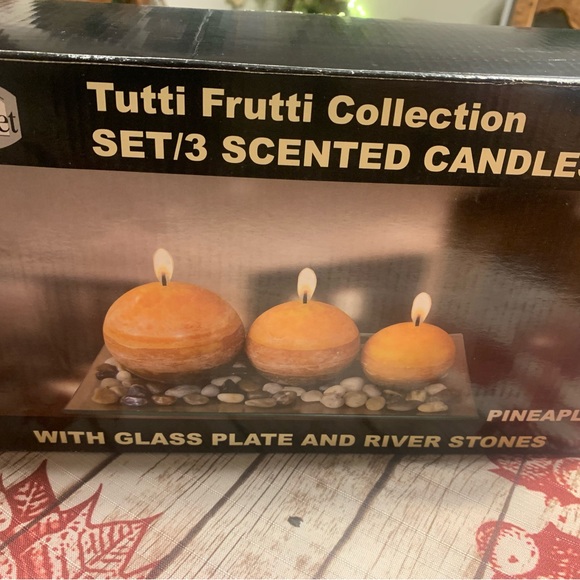 🍍 Set of 3 candles and decorative tray and rock NEW📌 - Picture 2 of 10